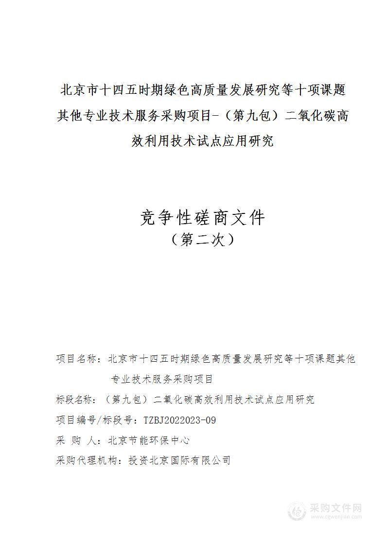 北京市十四五时期绿色高质量发展研究等十项课题其他专业技术服务采购项目（第九包）