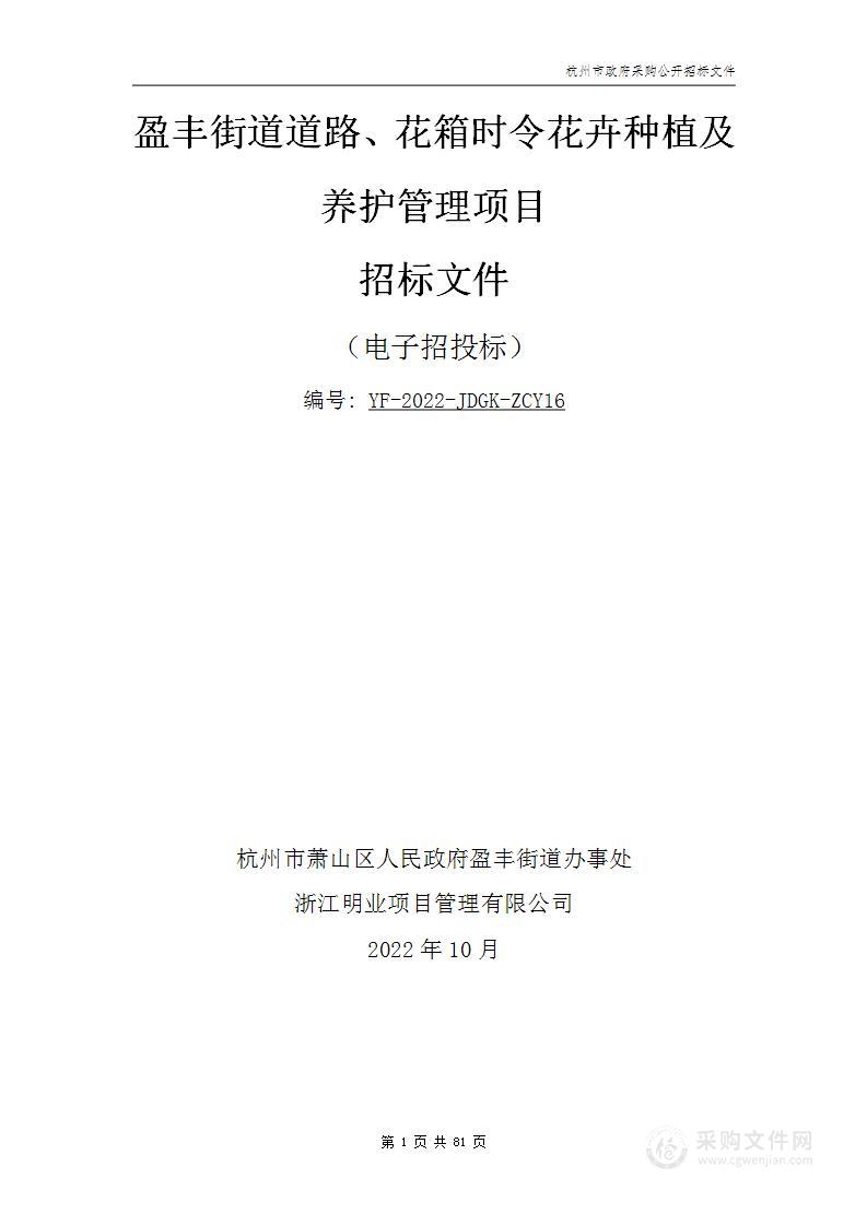 盈丰街道道路、花箱时令花卉种植及养护管理项目