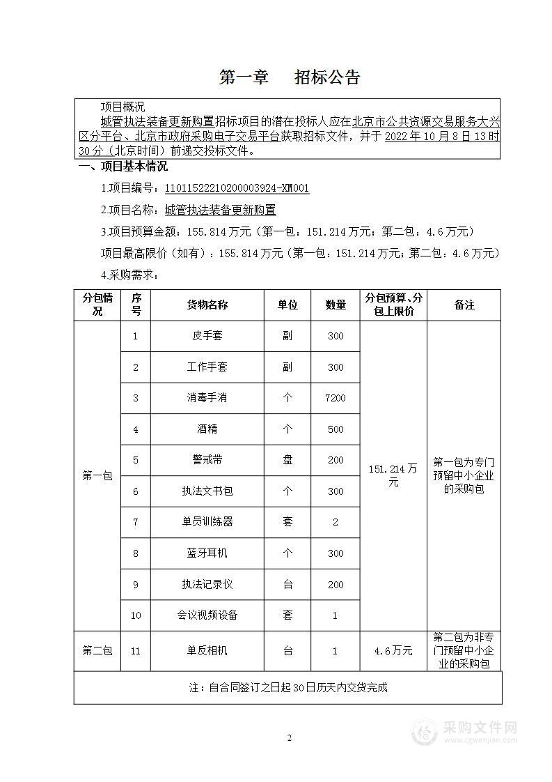 城管执法装备更新购置