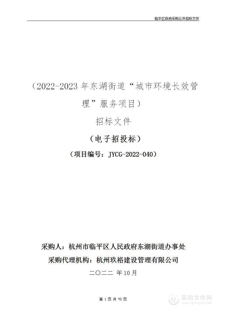 2022-2023年东湖街道“城市环境长效管理”服务项目