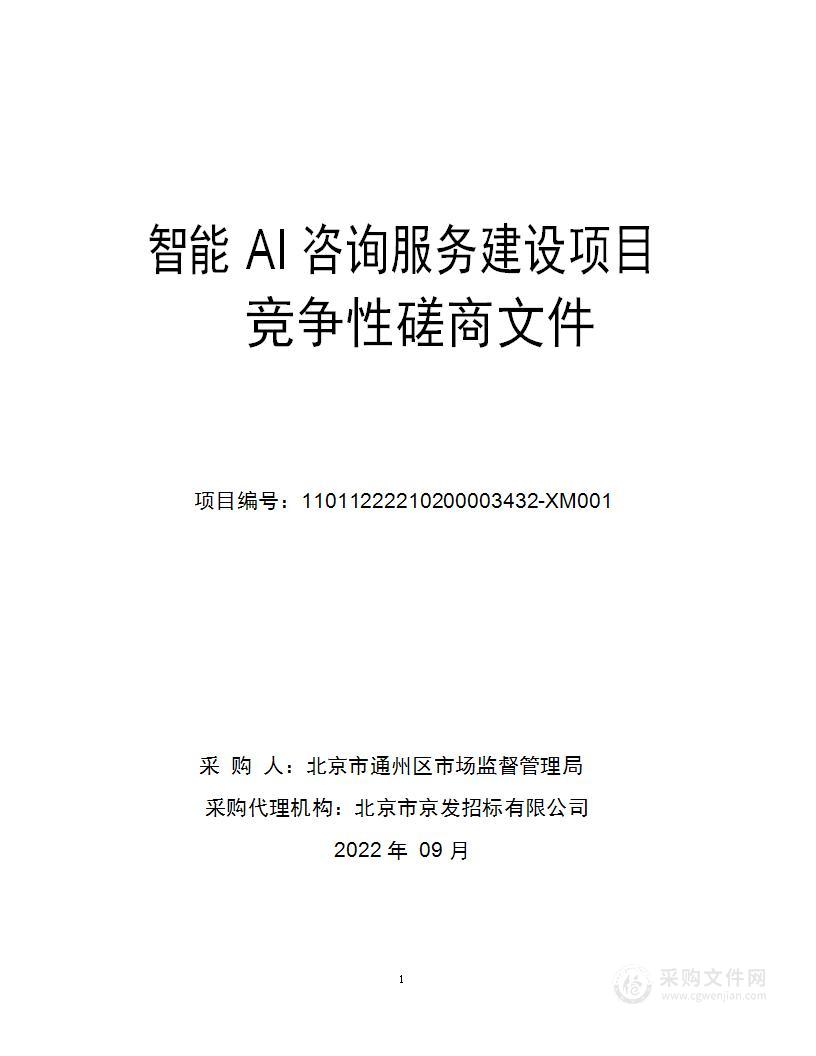 智能AI咨询服务建设项目其他信息技术服务采购项目