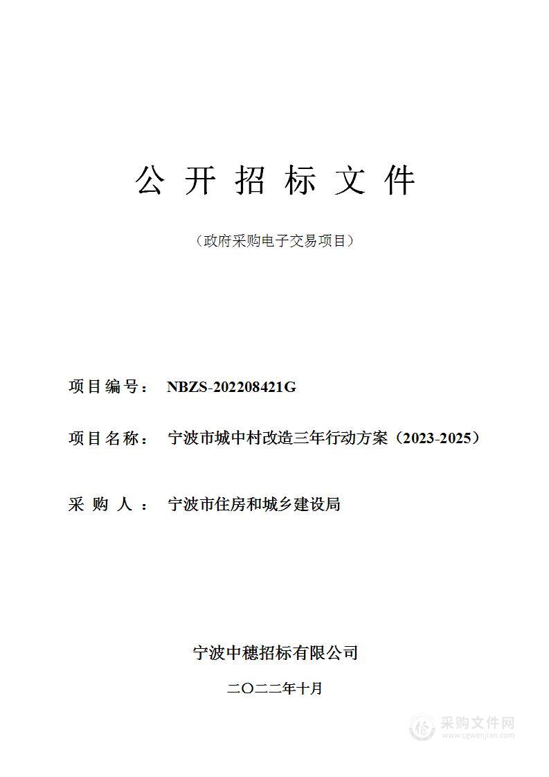 宁波市城中村改造三年行动方案（2023-2025）项目