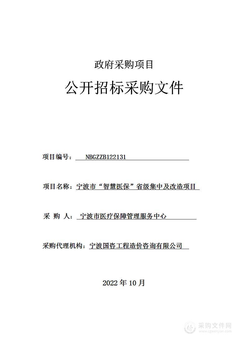 宁波市“智慧医保”省级集中及改造项目