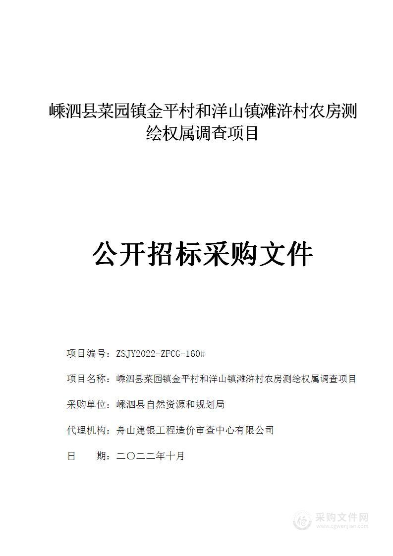 嵊泗县菜园镇金平村和洋山镇滩浒村农房测绘权属调查项目