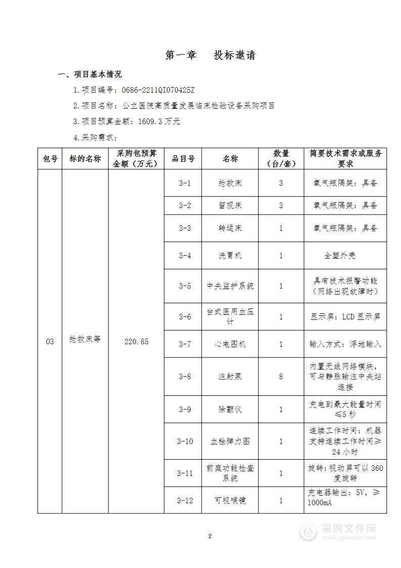 公立医院高质量发展临床检验设备采购项目（第三包）