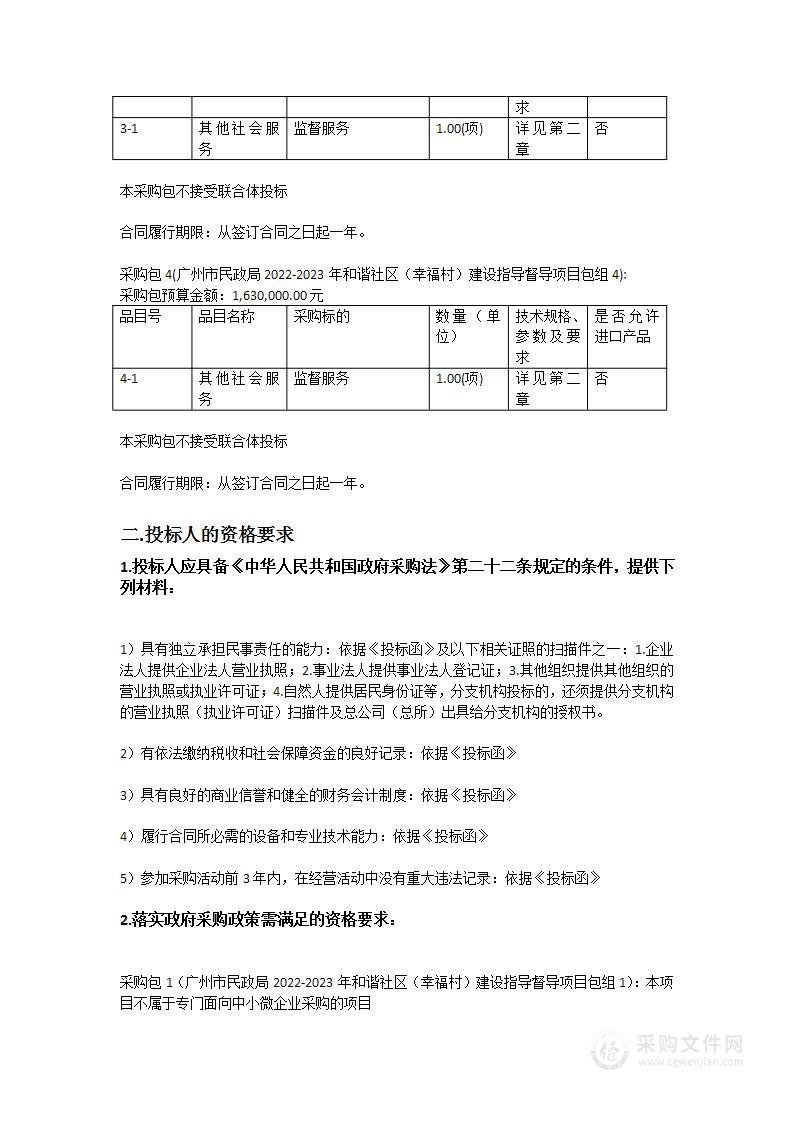 广州市民政局2022-2023年和谐社区（幸福村）建设指导督导项目