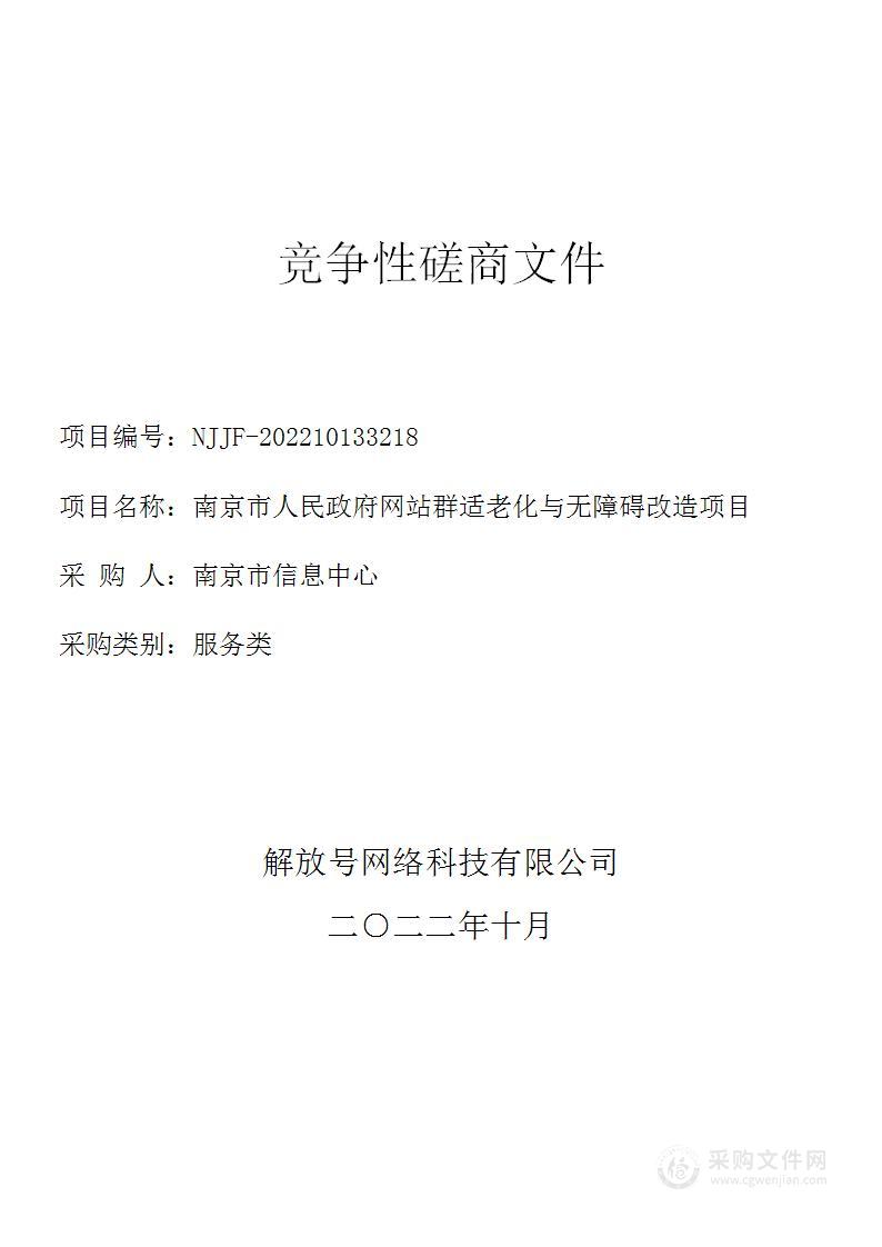 南京市人民政府网站群适老化与无障碍改造项目