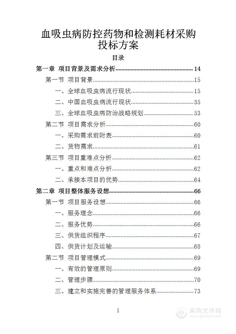 血吸虫病防控药物和检测耗材采购投标方案