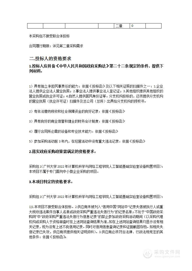 广州大学2022年计算机科学与网络工程学院人工智能基础实验室设备购置项目