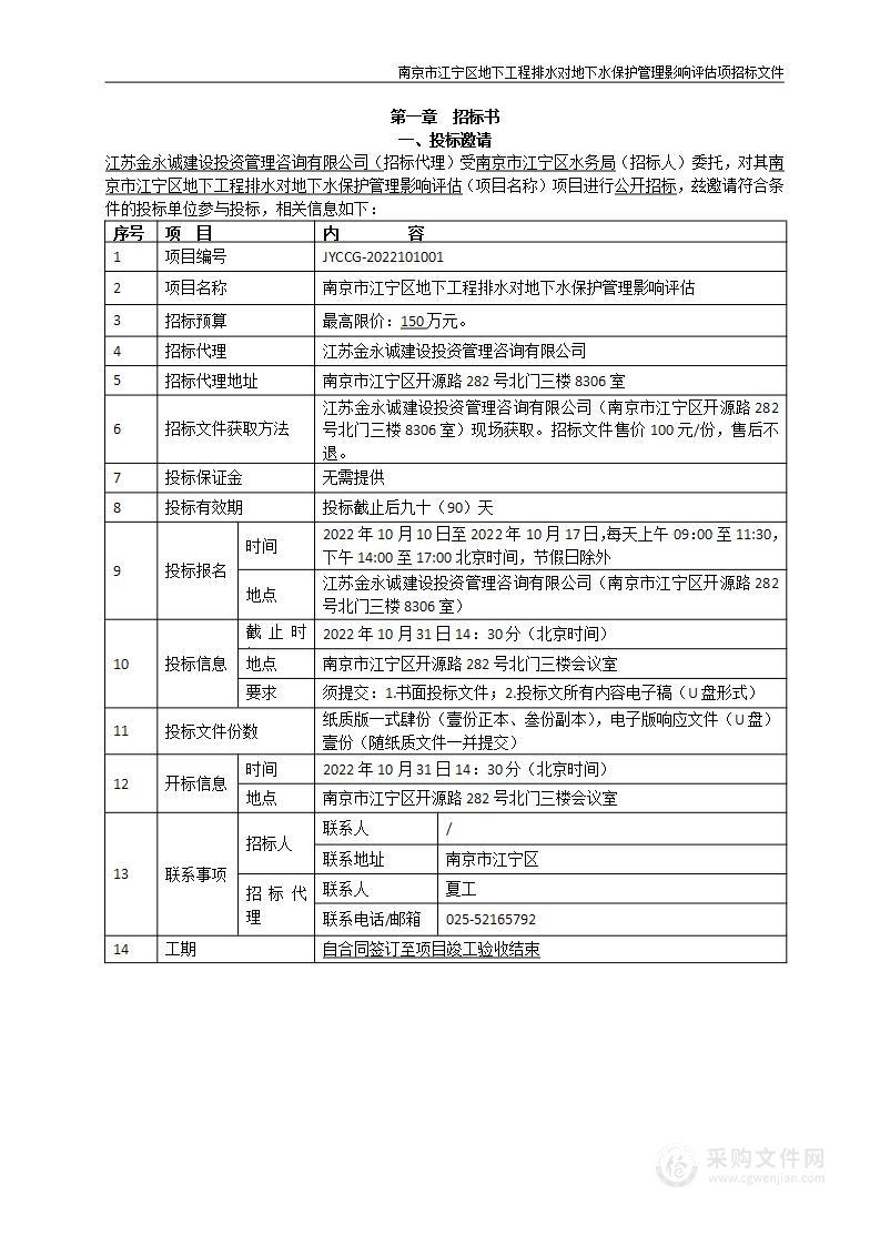 南京市江宁区地下工程排水对地下水保护管理影响评估