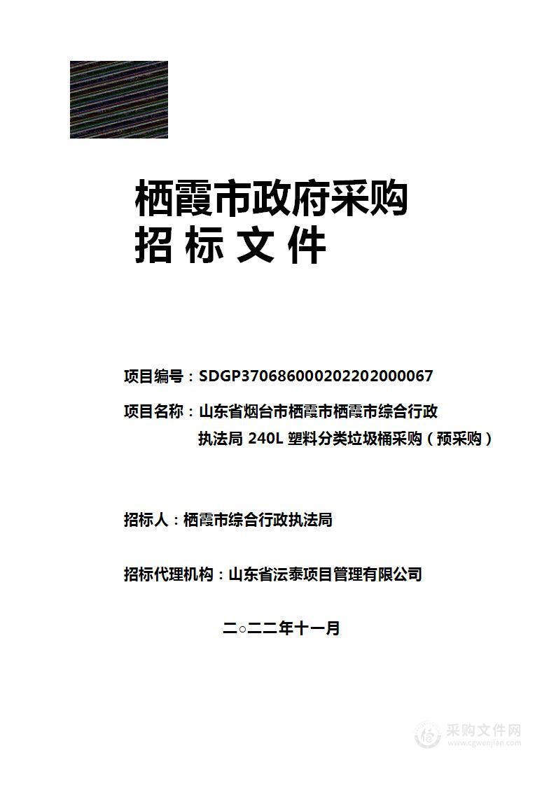 山东省烟台市栖霞市栖霞市综合行政执法局240L塑料分类垃圾桶采购