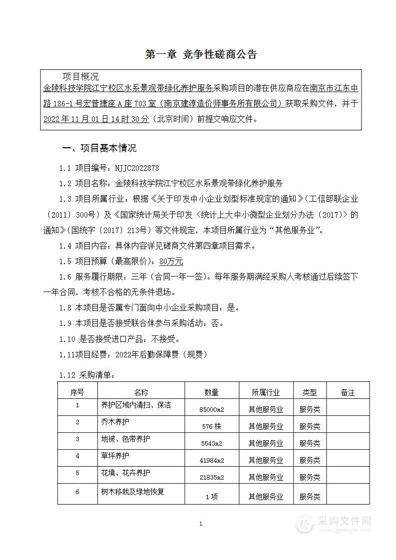 金陵科技学院江宁校区水系景观带绿化养护服务