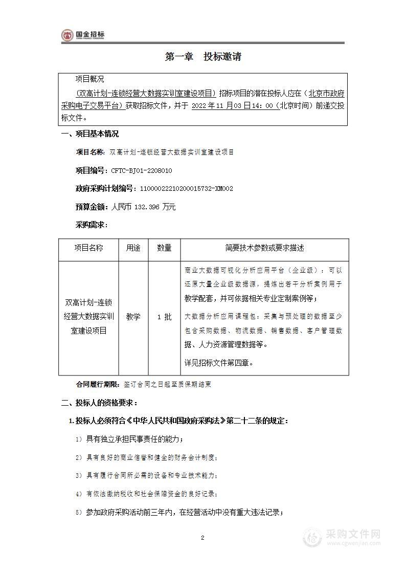 双高计划—连锁经营大数据实验室建设项目