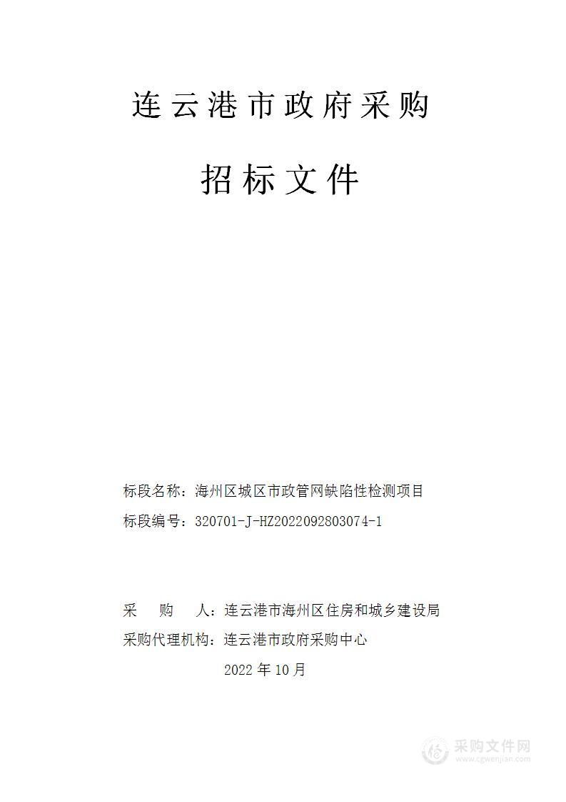 海州区城区市政管网缺陷性检测项目