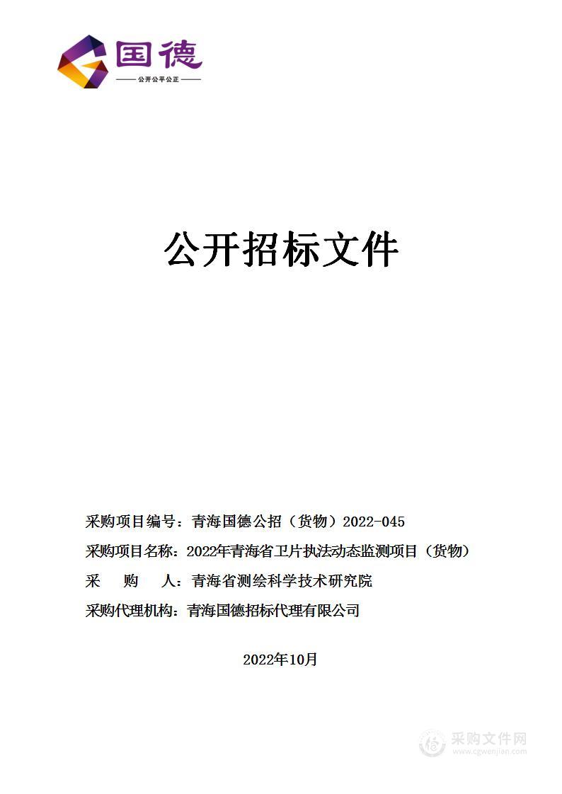 2022年青海省卫片执法动态监测项目（货物）