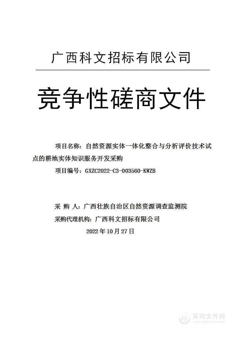 自然资源实体一体化整合与分析评价技术试点的耕地实体知识服务开发采购