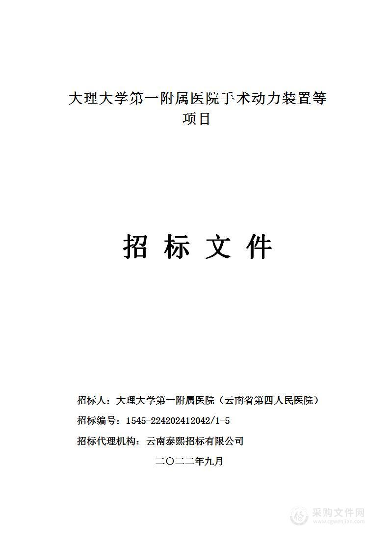 大理大学第一附属医院手术动力装置等项目