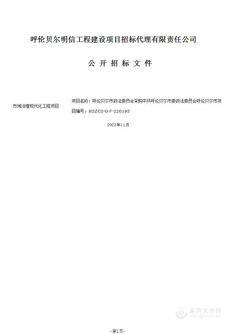 中共呼伦贝尔市委政法委员会呼伦贝尔市市域治理现代化工程项目