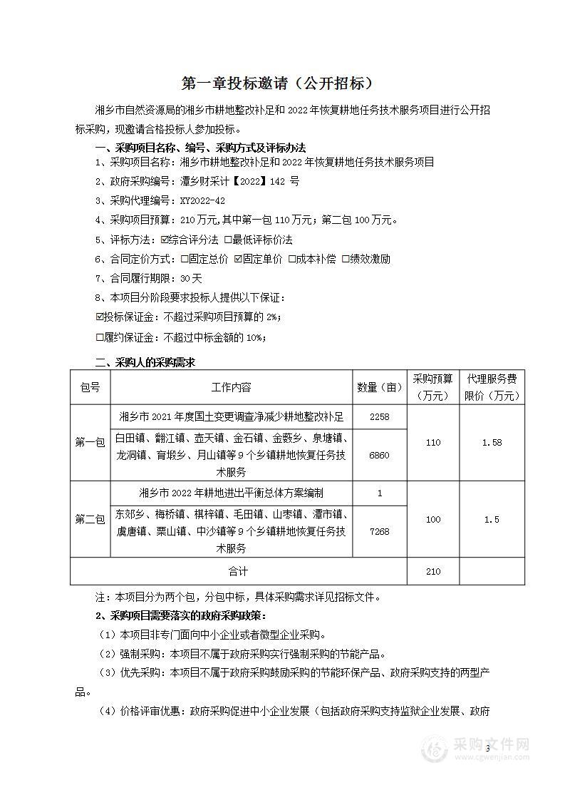 湘乡市耕地整改补足和2022年恢复耕地任务技术服务项目