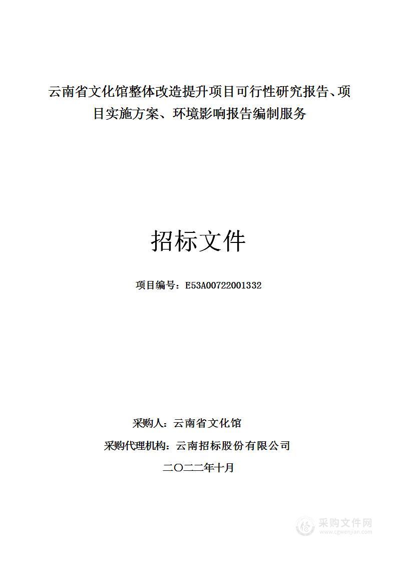 云南省文化馆整体改造提升项目可行性研究报告、项目实施方案、环境影响报告编制服务