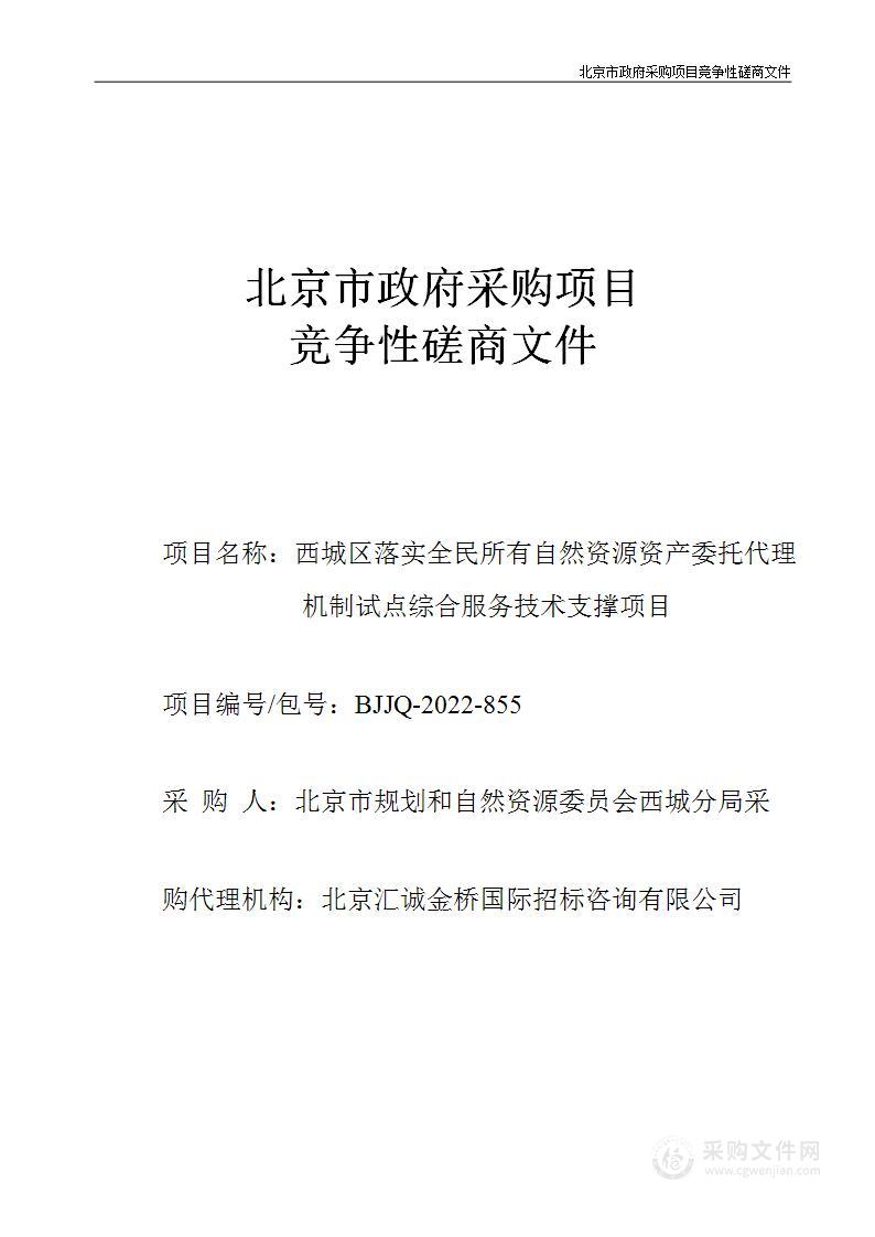 西城区落实全民所有自然资源资产委托代理机制试点综合服务技术支撑项目