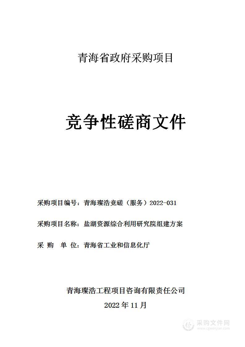 盐湖资源综合利用研究院组建方案