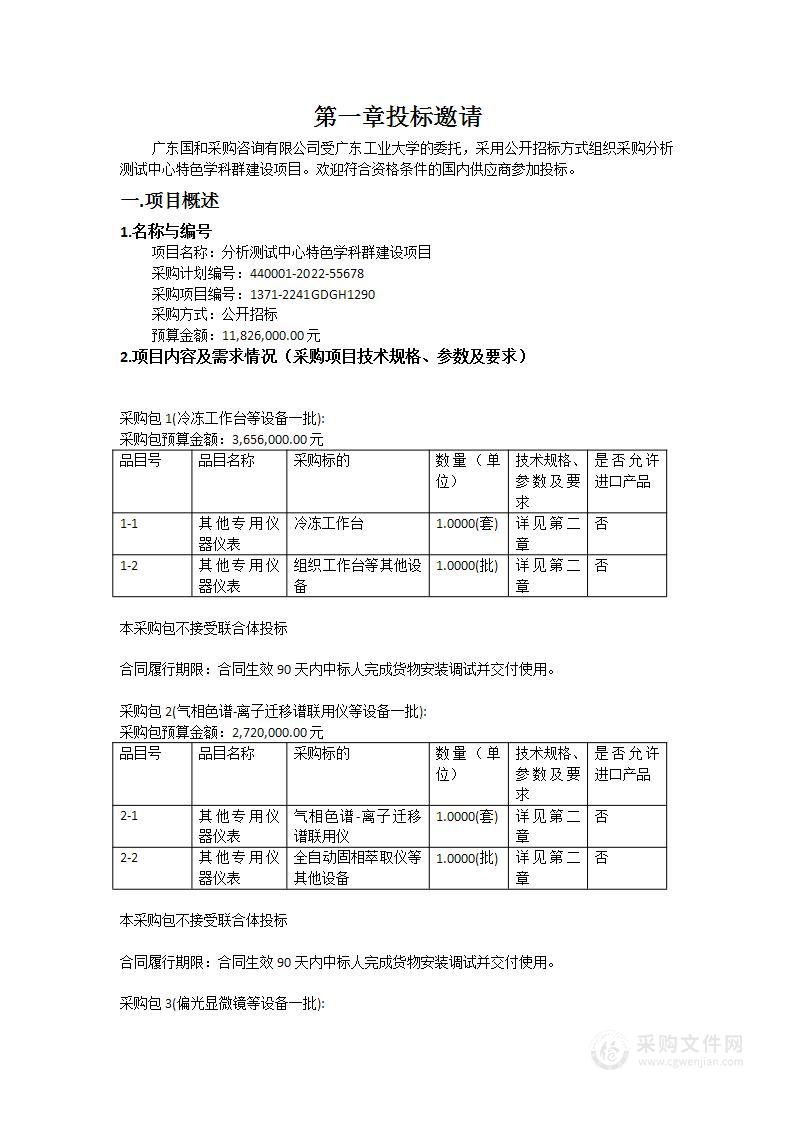 分析测试中心特色学科群建设项目