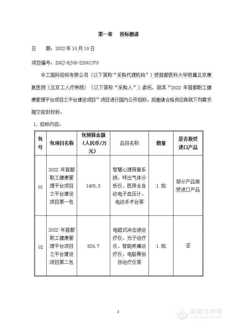 2022年首都职工健康管理平台项目之平台建设项目