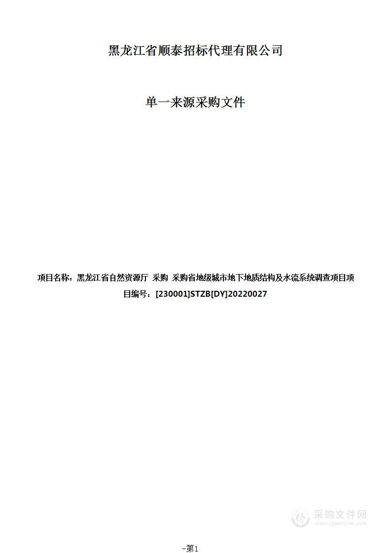 采购省地级城市地下地质结构及水流系统调查项目