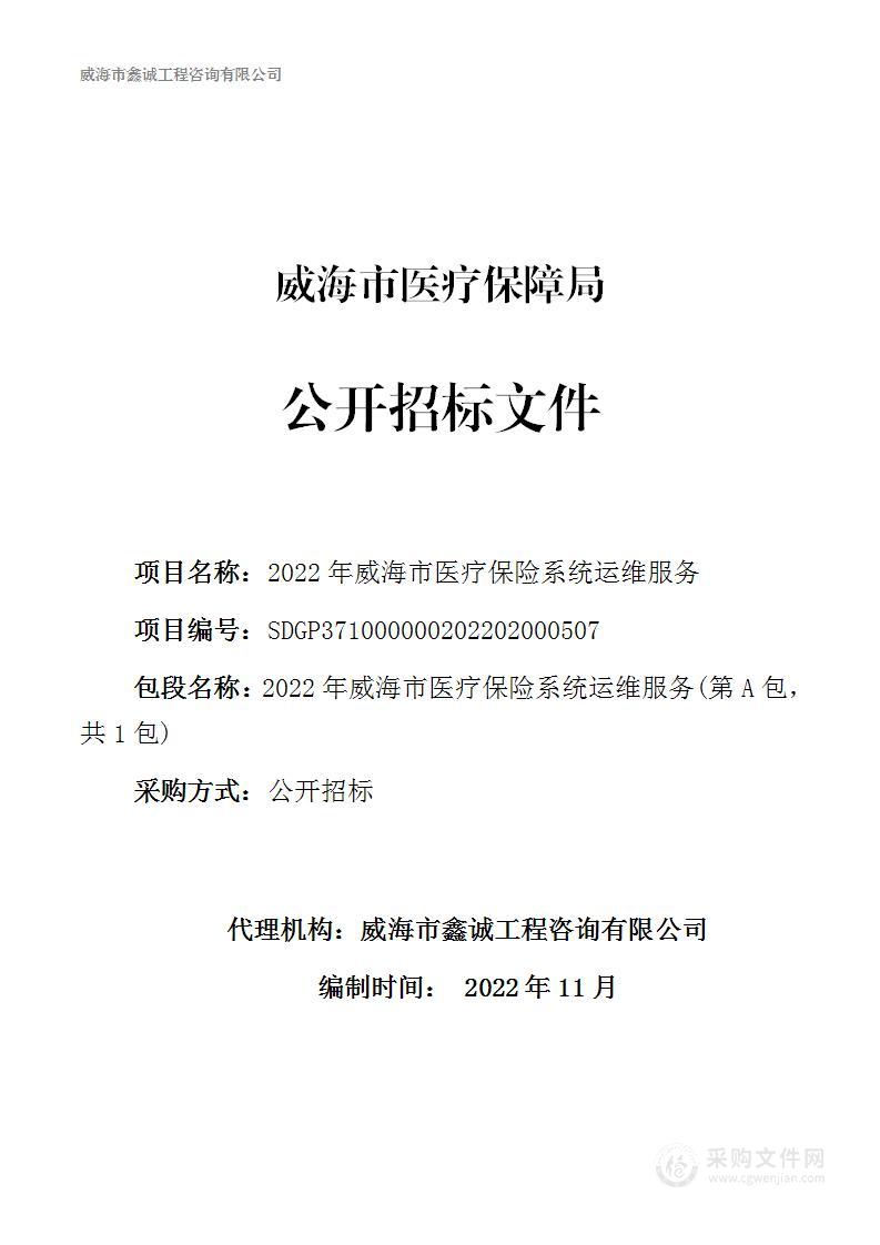 2022年威海市医疗保险系统运维服务