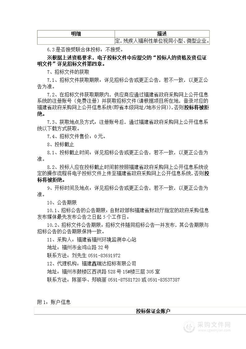 福建省福州环境监测中心站空气站运维服务采购项目