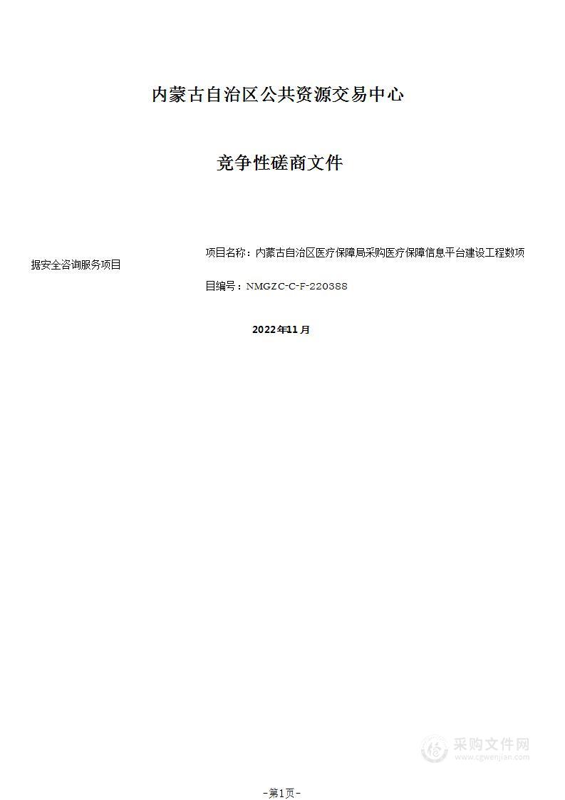 医疗保障信息平台建设工程数据安全咨询服务项目