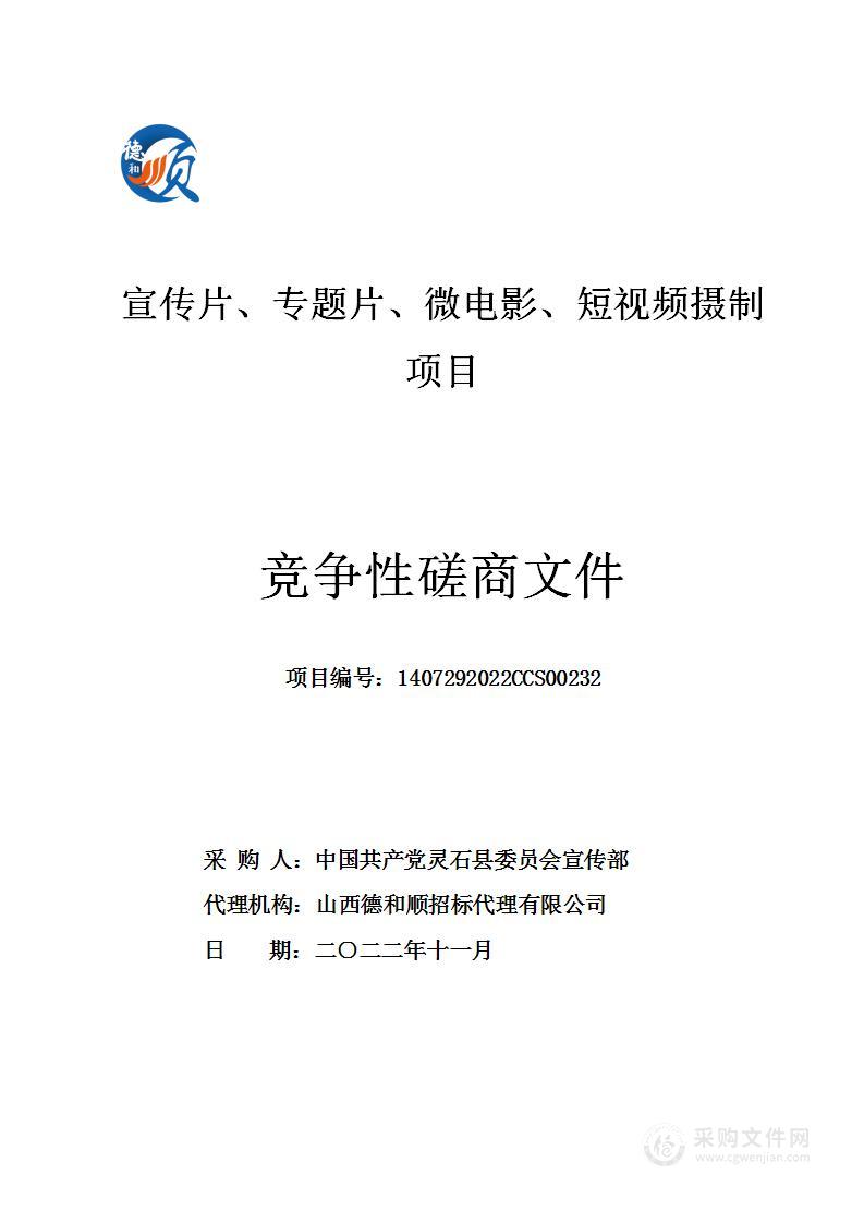 宣传片、专题片、微电影、短视频摄制项目