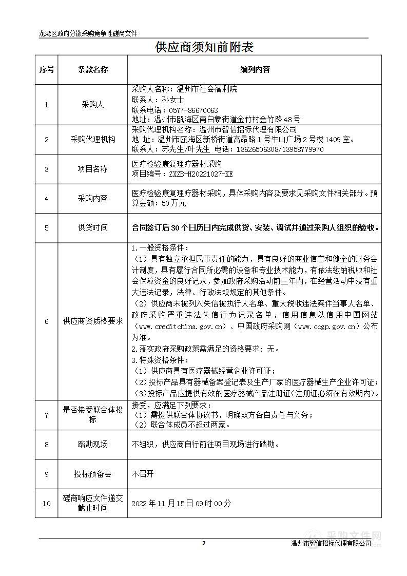 医疗检验康复理疗器材采购