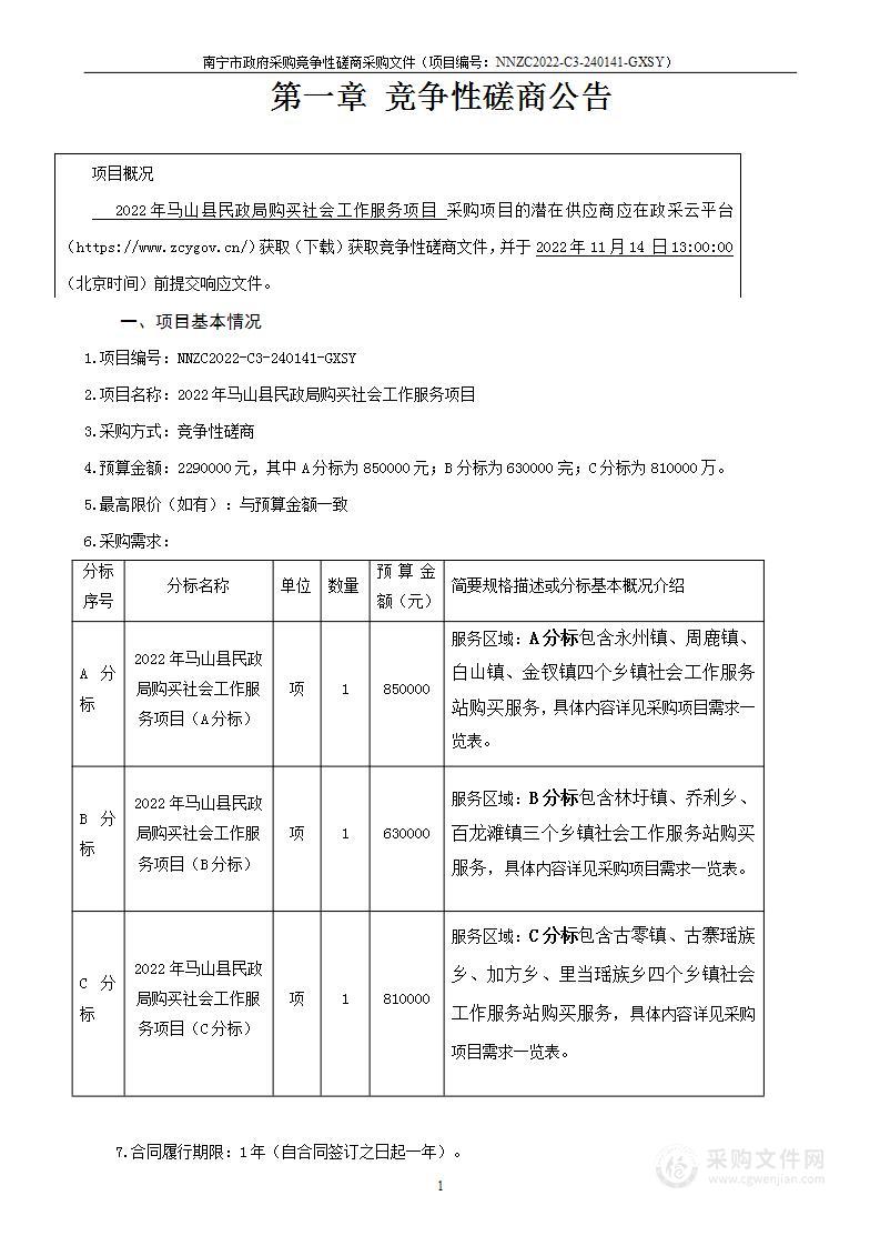 2022年马山县民政局购买社会工作服务项目