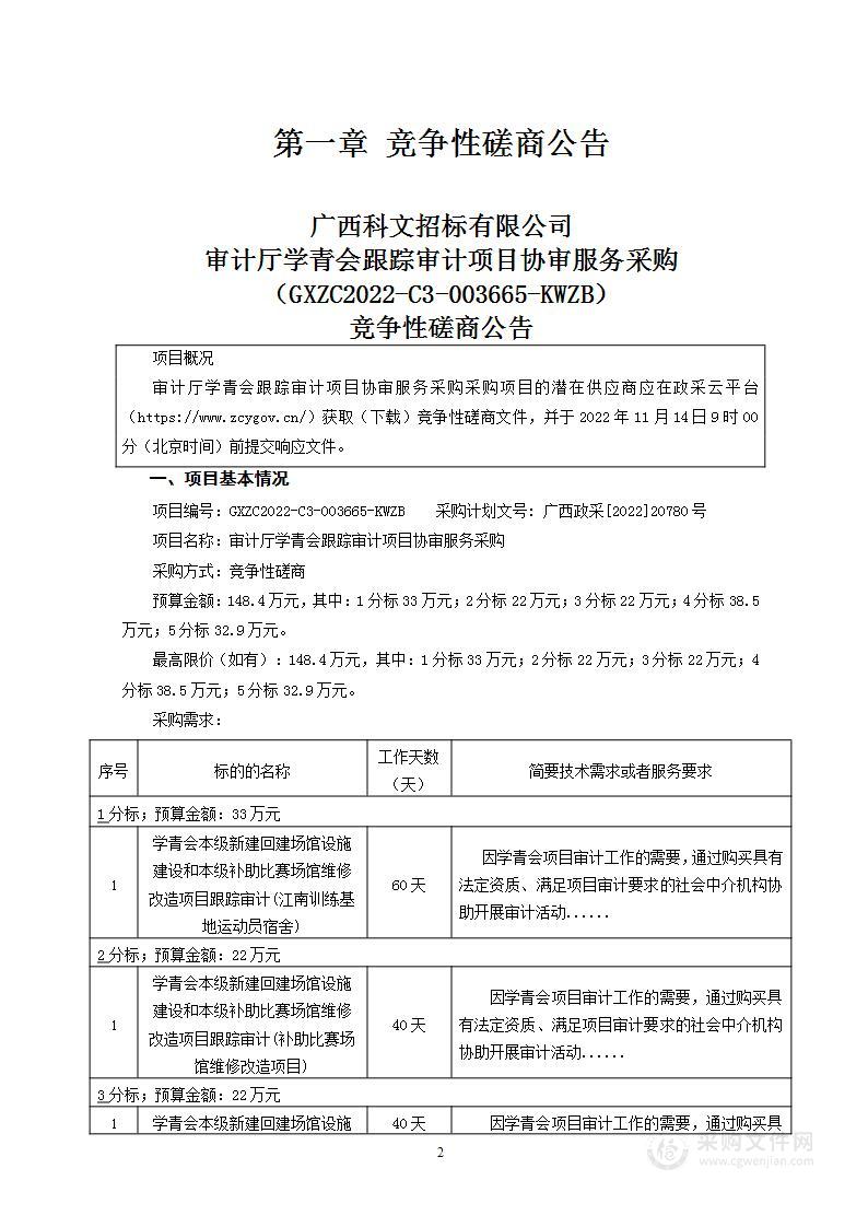 审计厅学青会跟踪审计项目协审服务采购