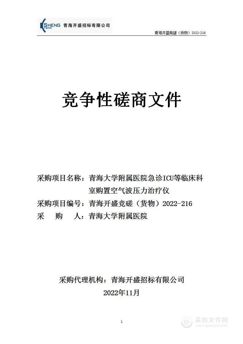 青海大学附属医院急诊ICU等临床科室购置空气波压力治疗仪