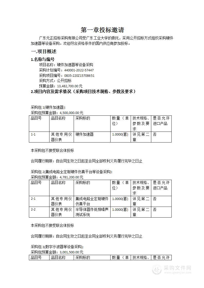 硬件加速器等设备采购