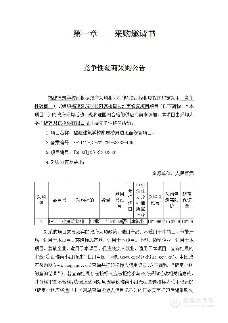 福建建筑学校附属楼周边地面修复项目