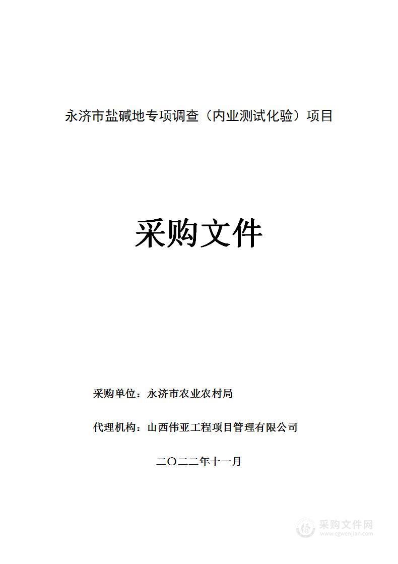 永济市盐碱地专项调查（内业测试化验）项目