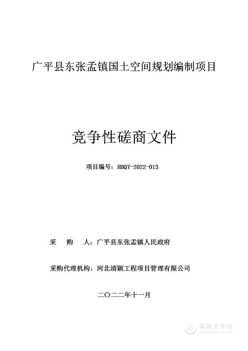 广平县东张孟镇国土空间规划编制项目