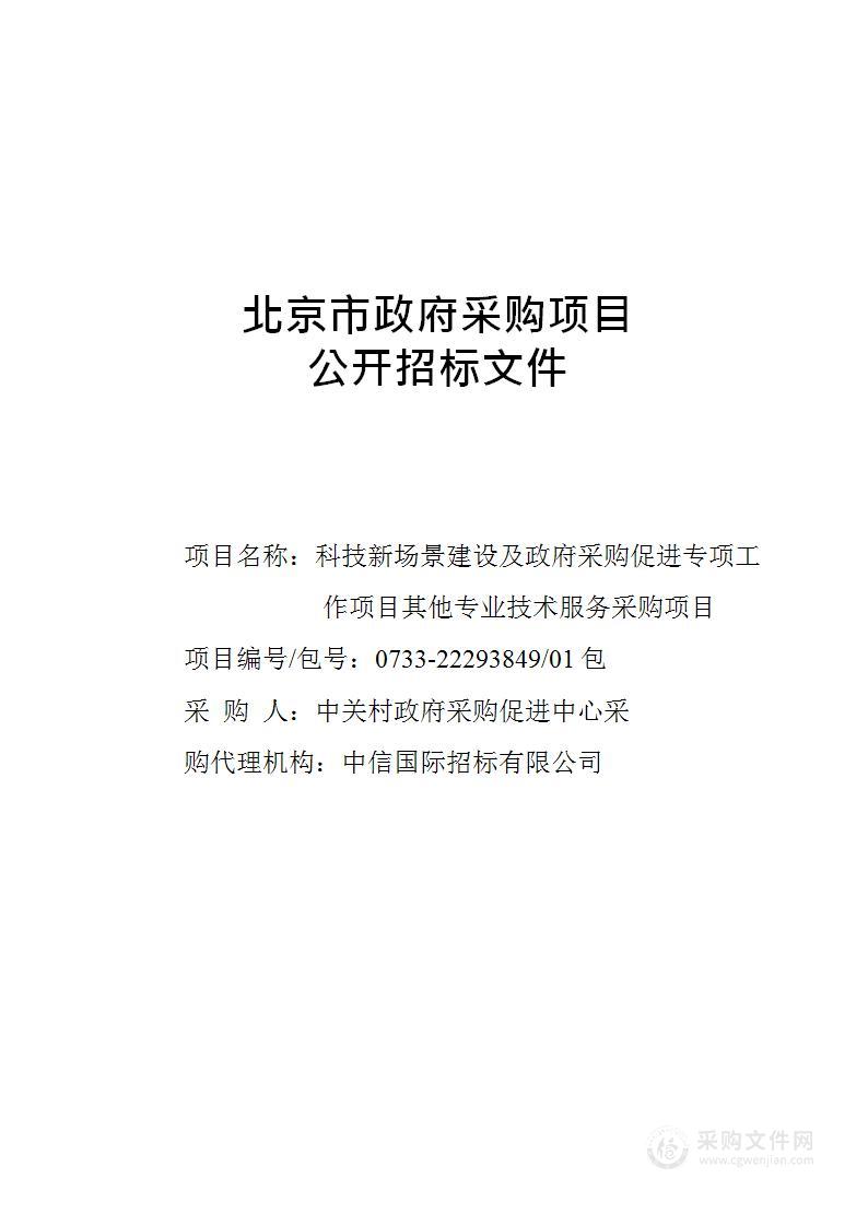 科技新场景建设及政府采购促进专项工作项目其他专业技术服务采购项目