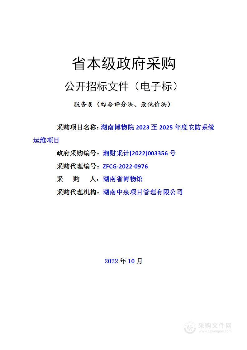 湖南博物院2023至2025年度安防系统运维项目