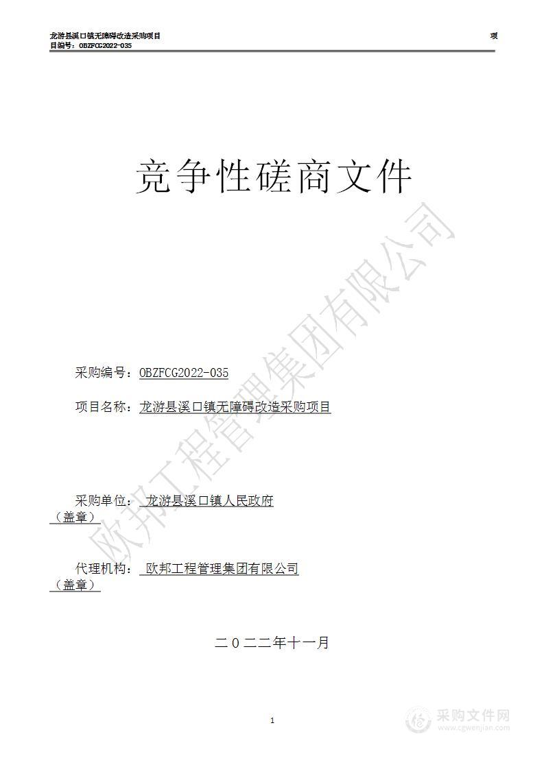 龙游县溪口镇无障碍改造采购项目