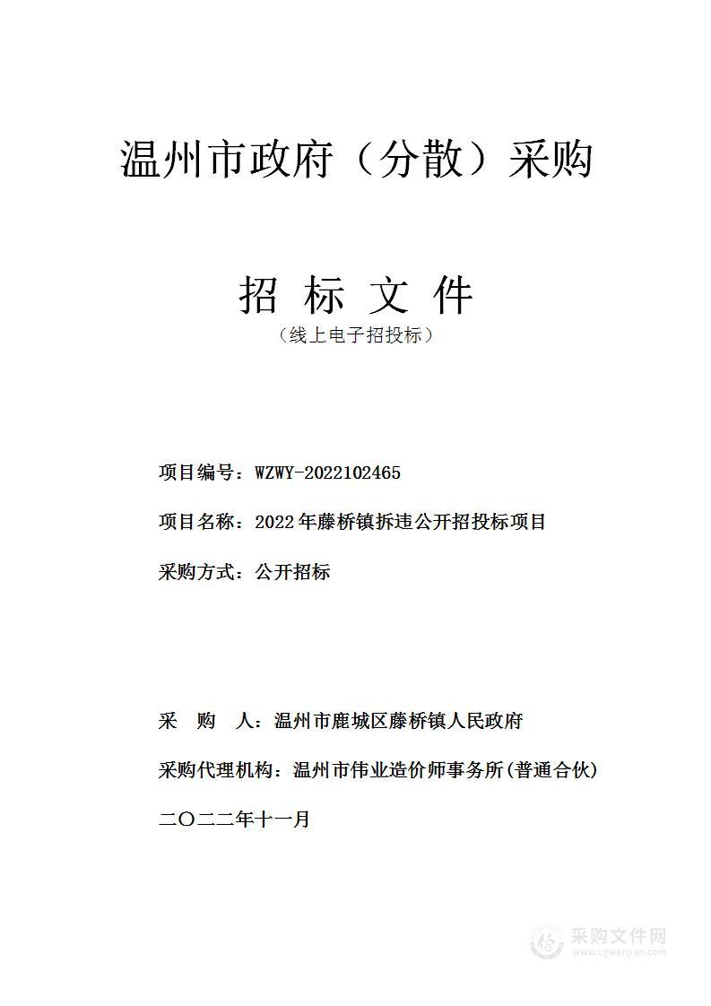 2022年藤桥镇拆违公开招投标项目