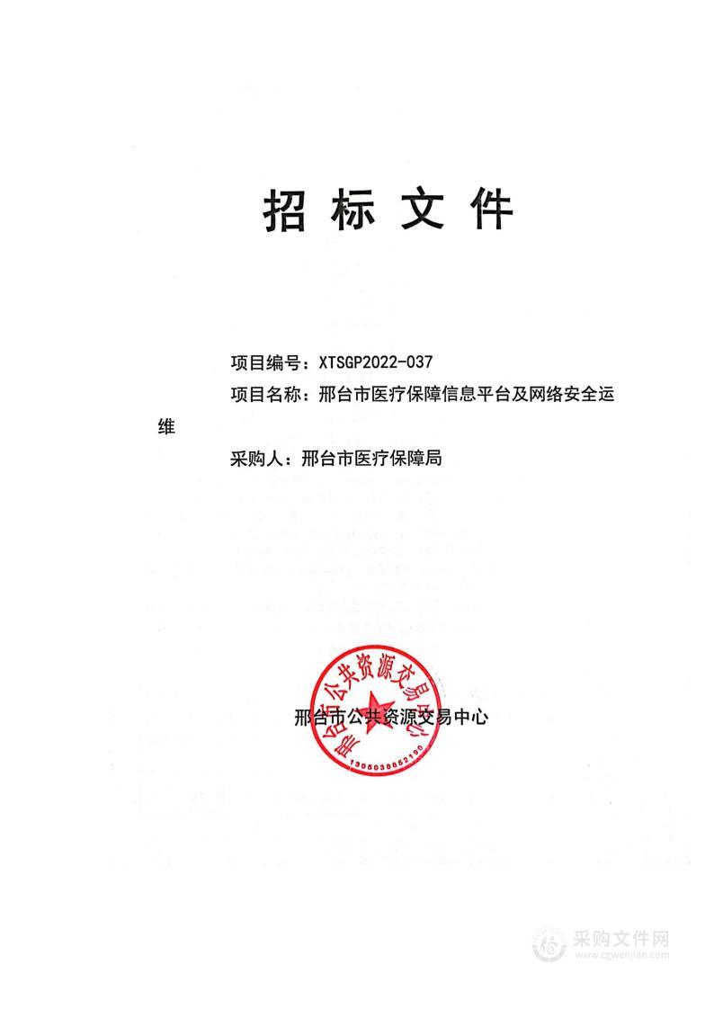 邢台市医疗保障局本级邢台市医疗保障信息平台及网络安全运维