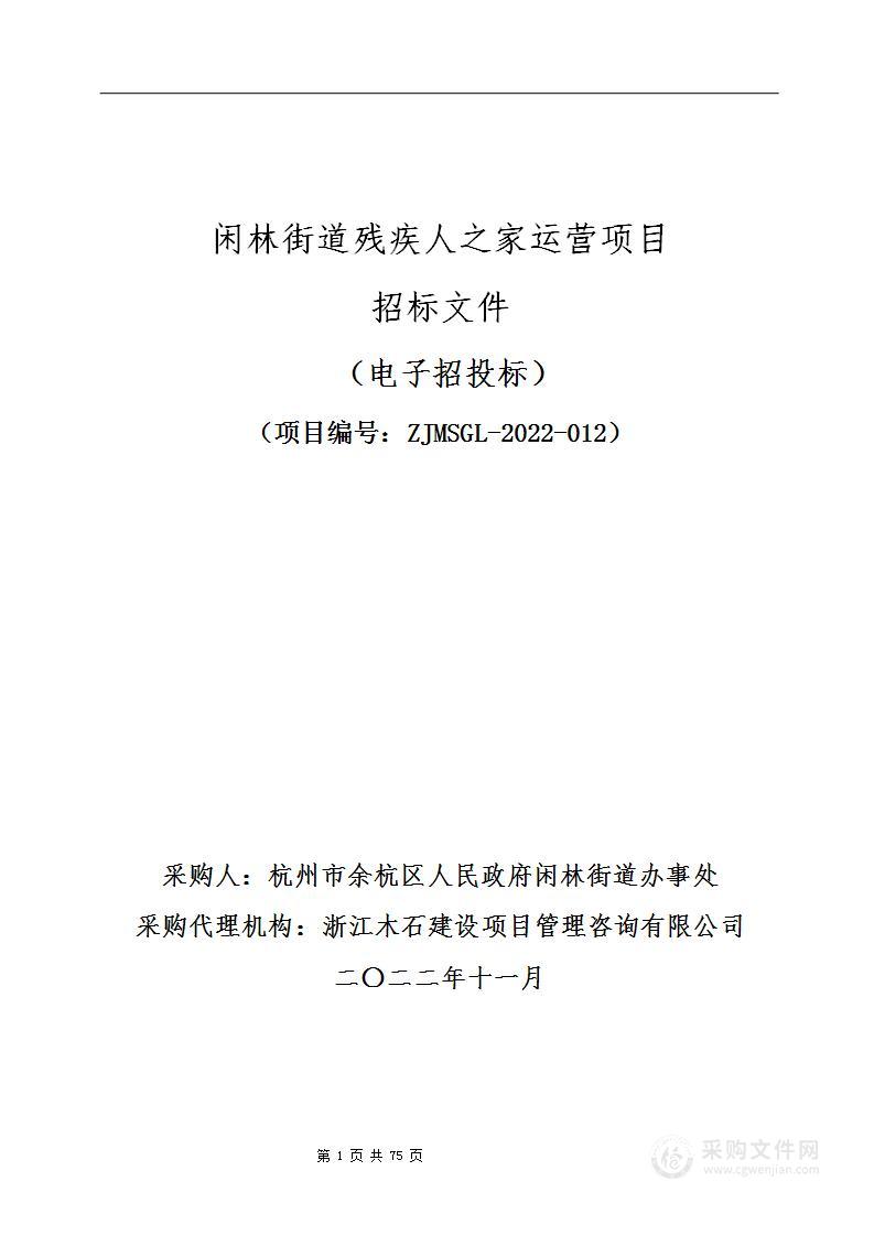 闲林街道残疾人之家运营项目