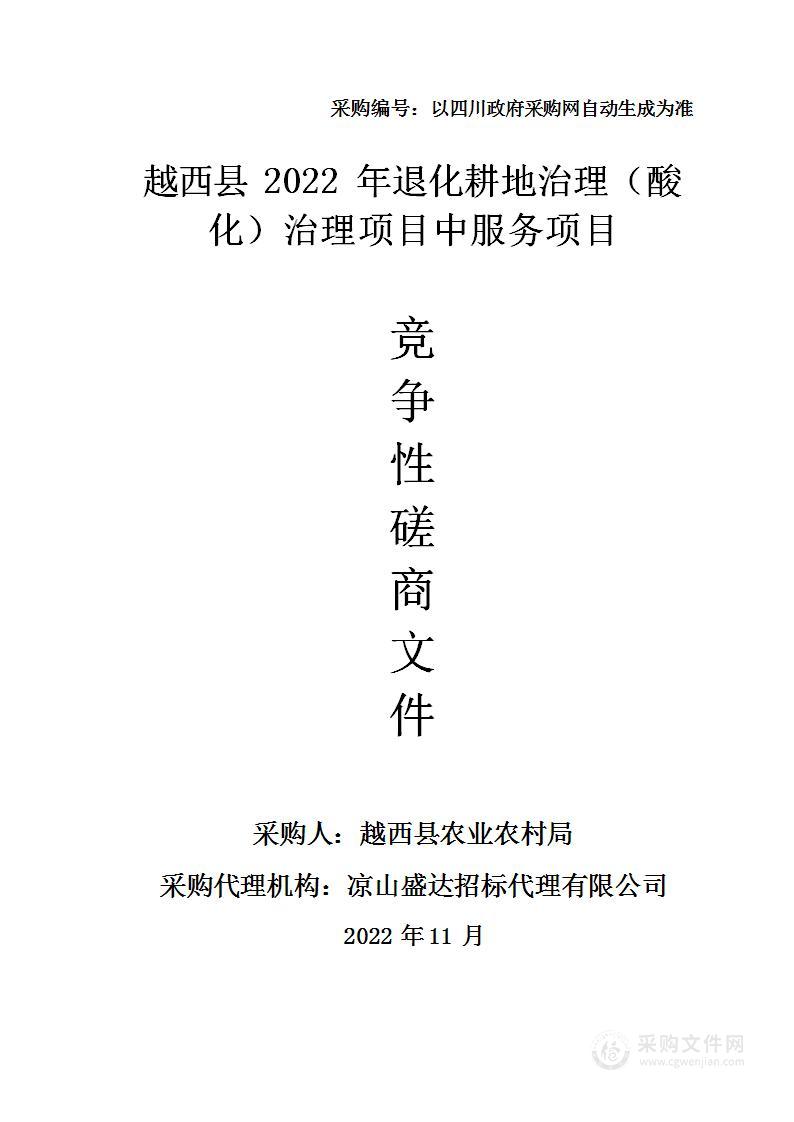 2022年退化耕地治理（酸化）治理项目中服务项目