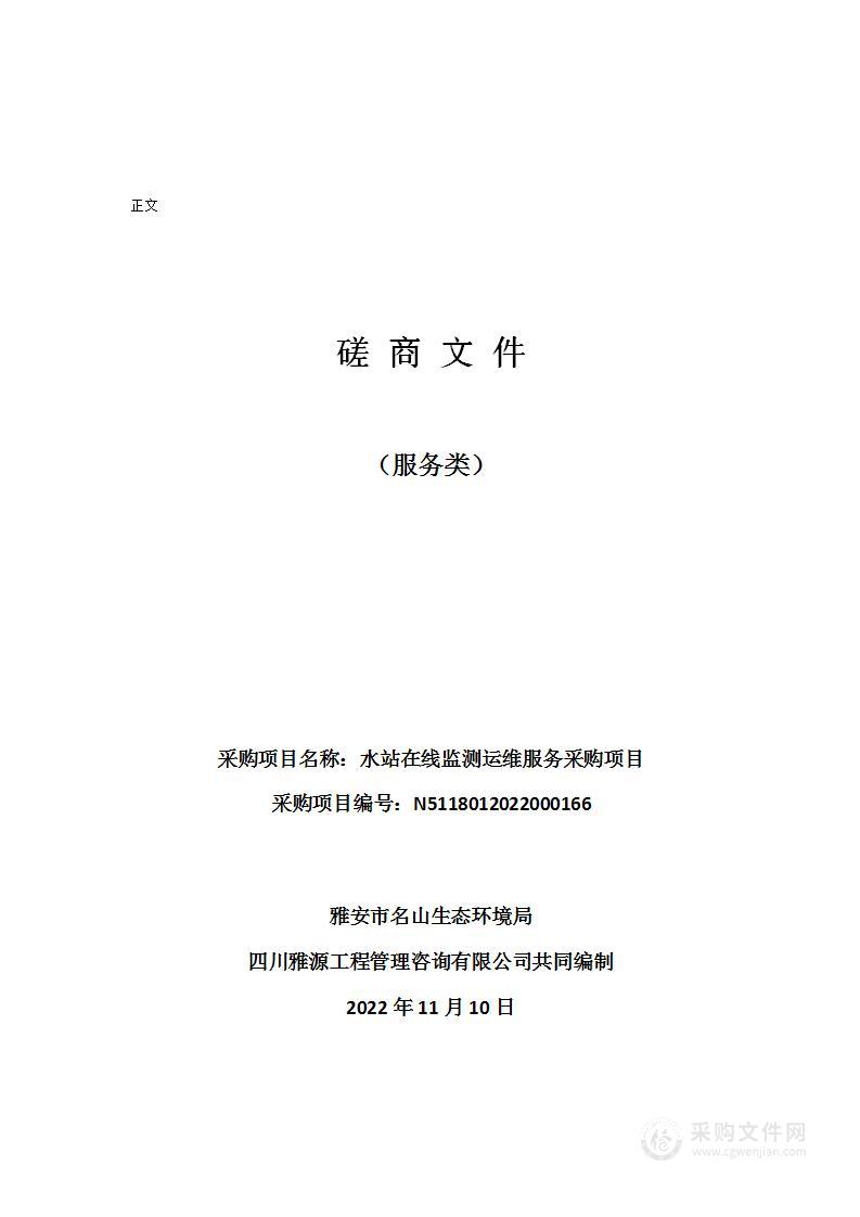 雅安市名山生态环境局水站在线监测运维服务采购项目