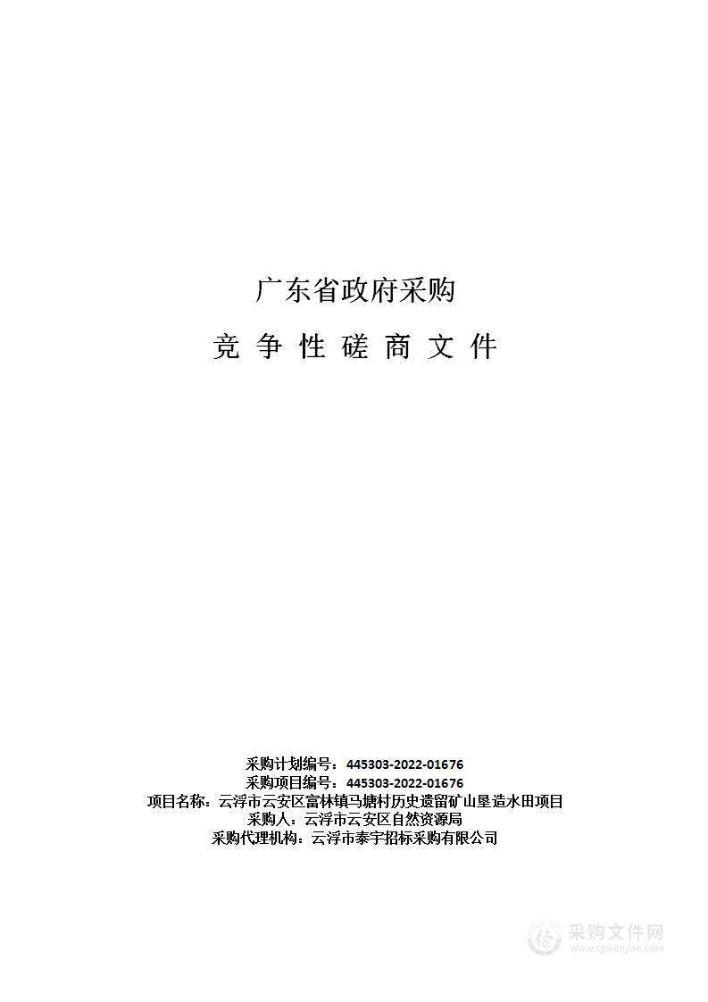 云浮市云安区富林镇马塘村历史遗留矿山垦造水田项目